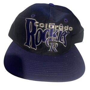 Vintage Colorado Rockies MLB Fitted Size 7 1/4 Hat The‎ Game 90s Spellout